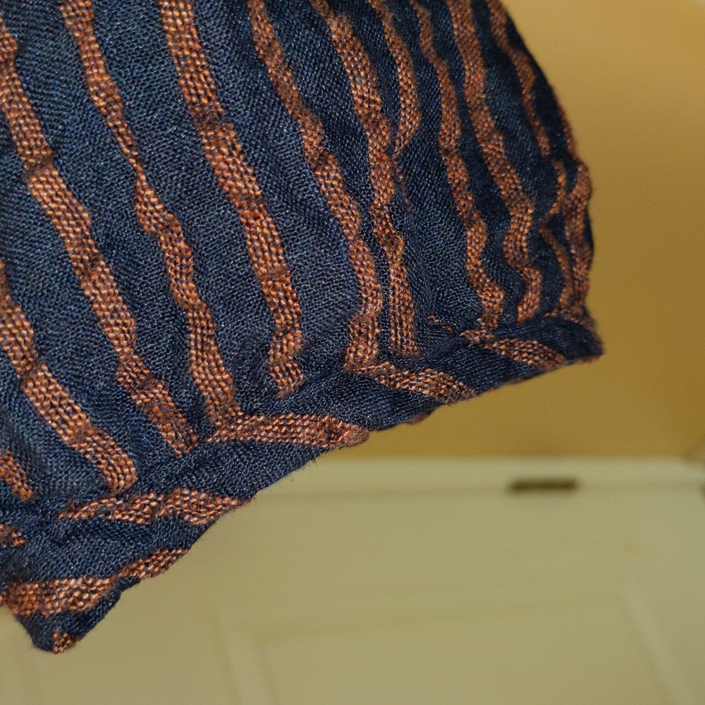 Poetry Tunic Top Linen V-Neck Striped Shirt Women 18 Black Copper Pinstripe - Picture 5 of 6